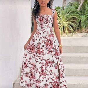 NEW SHEIN White and Pink Floral Formal Dress